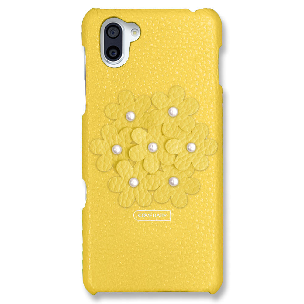 本革 32色 イタリアンシュリンクレザー あじさい フラワーデコ 背面ケース iPhoneシリーズ