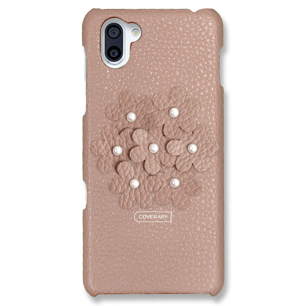 本革 32色 イタリアンシュリンクレザー あじさい フラワーデコ 背面ケース iPhoneシリーズ