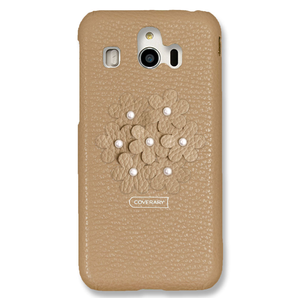 本革 32色 イタリアンシュリンクレザー あじさい フラワーデコ 背面ケース AQUOSシリーズ