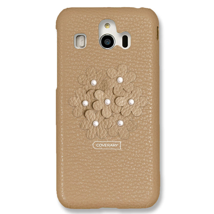 本革 32色 イタリアンシュリンクレザー あじさい フラワーデコ 背面ケース AQUOSシリーズ