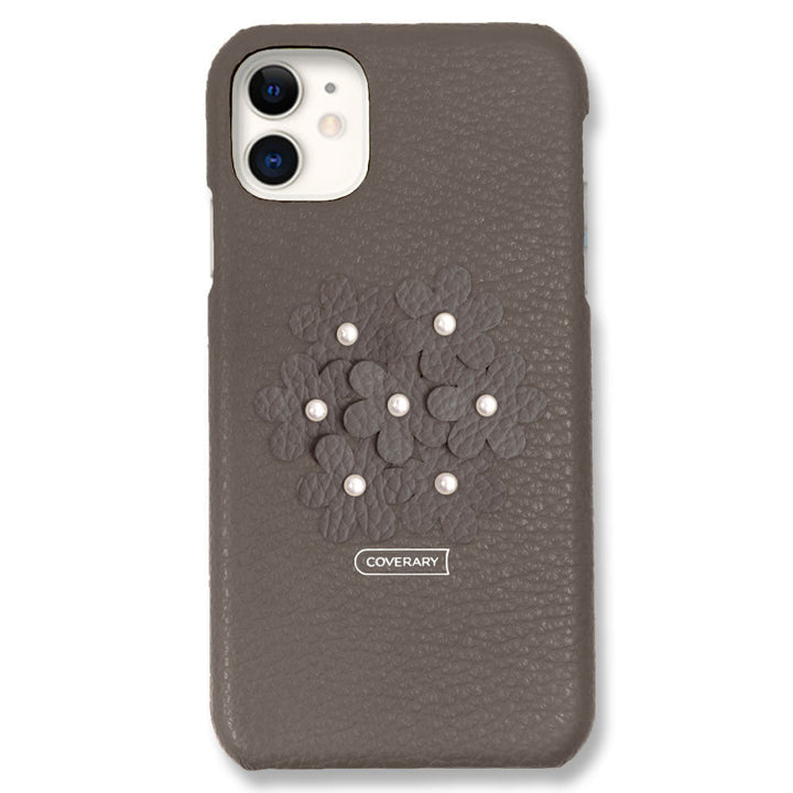 本革 32色 イタリアンシュリンクレザー あじさい フラワーデコ 背面ケース Xperiaシリーズ