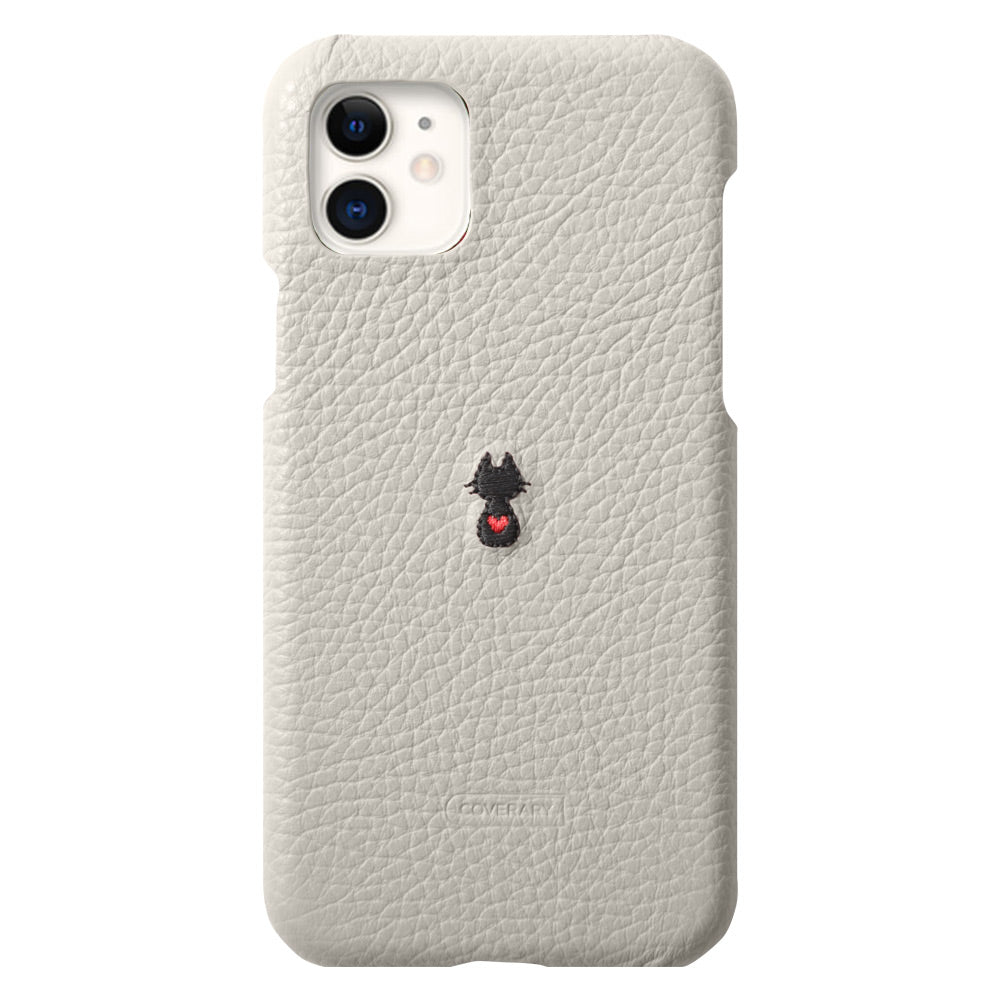 本革 イタリアンシュリンクレザー 刺繍 アニマル 背面ケース