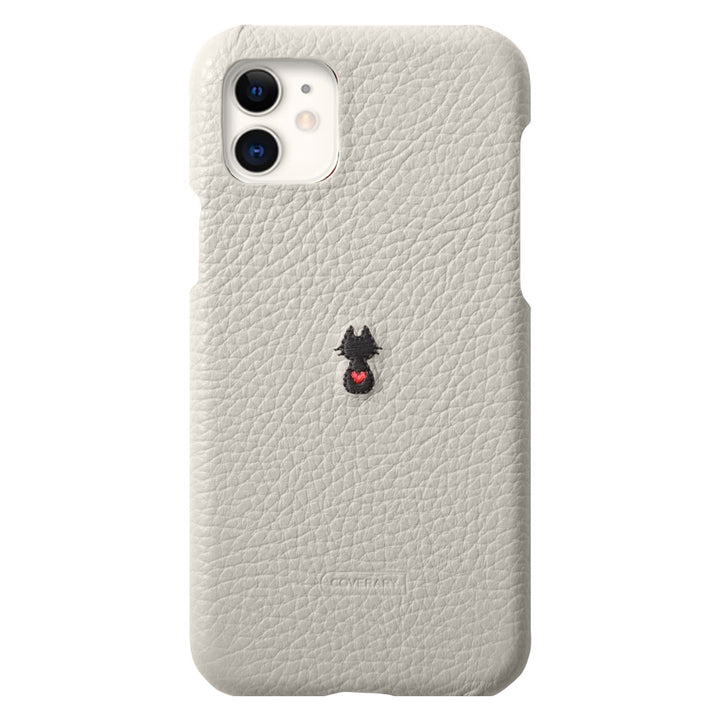 本革 イタリアンシュリンクレザー 刺繍 アニマル 背面ケース