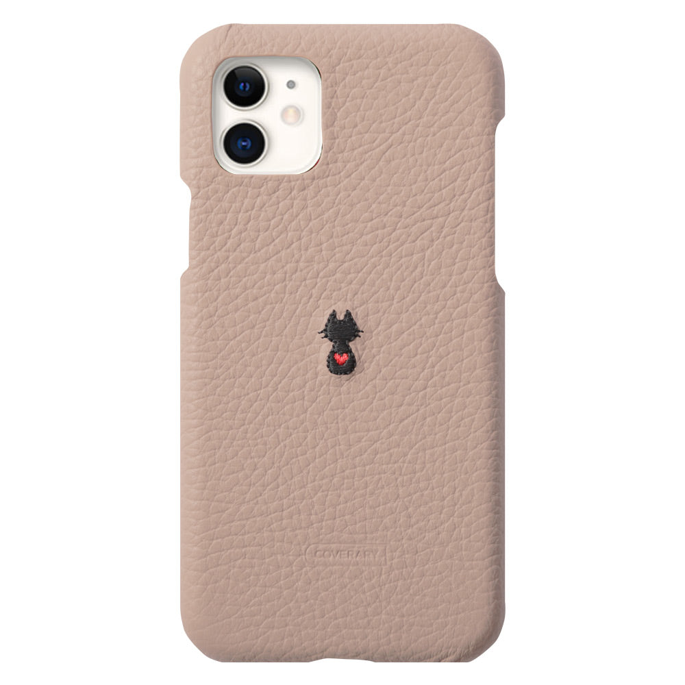 本革 イタリアンシュリンクレザー 刺繍 アニマル 背面ケース