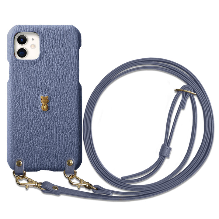 本革 イタリアンシュリンクレザー 刺繍 アニマル ショルダーストラップ付 背面ケース