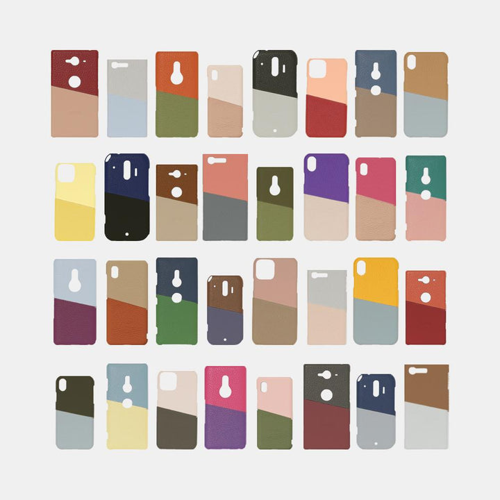 Cuir véritable 32 couleurs cuir italien grainé bicolore au choix (diagonale) coque arrière série Galaxy