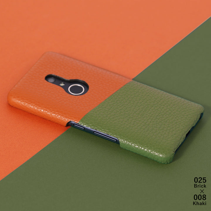 本革 32色 イタリアンシュリンクレザー 選べるバイカラー(斜め) 背面ケース