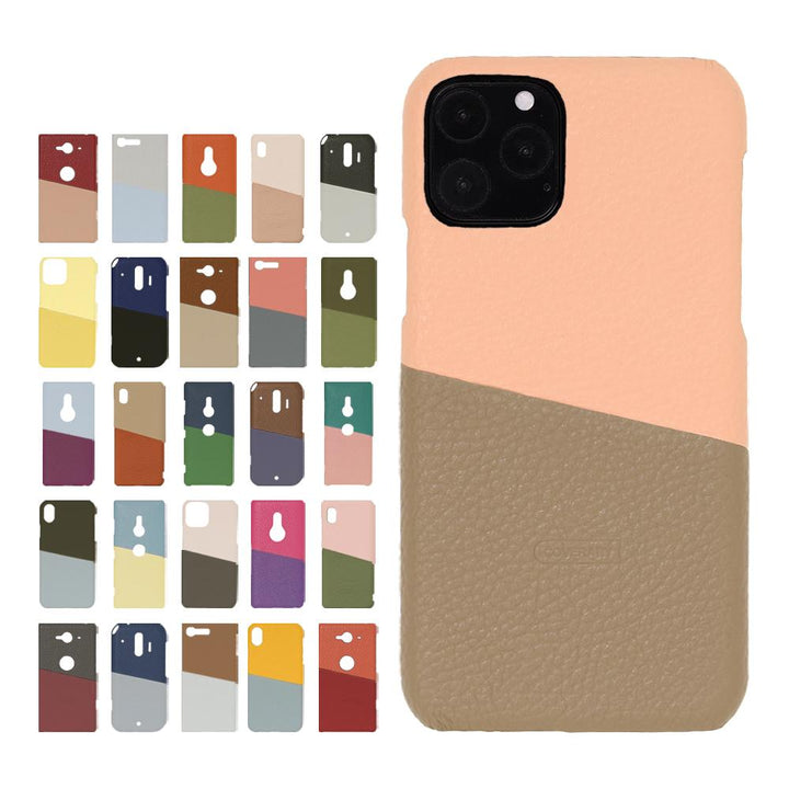 Genuine leather 32 colors Italian shrink leather selectable bicolor (diagonal) back case for Google Pixel series