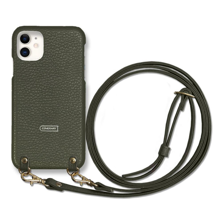 Cuir véritable 32 couleurs cuir italien grainé avec bandoulière étui arrière pour série iPhone