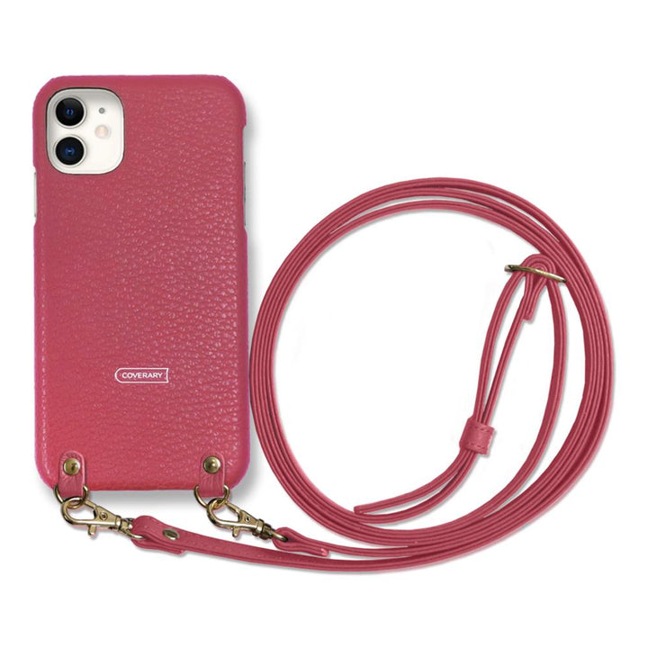 Cuir véritable 32 couleurs cuir italien grainé avec bandoulière étui arrière pour série iPhone