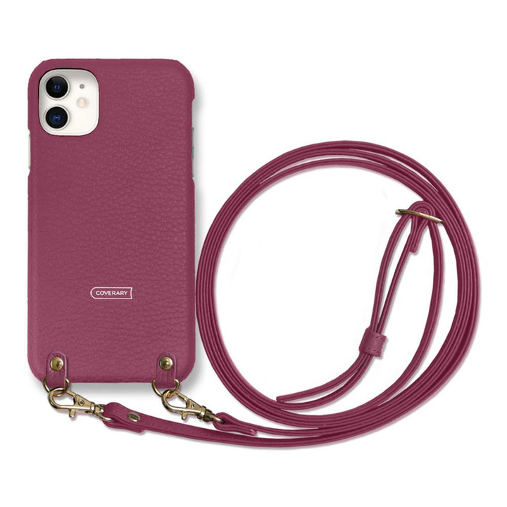 Cuir véritable 32 couleurs cuir italien grainé avec bandoulière étui arrière pour série iPhone