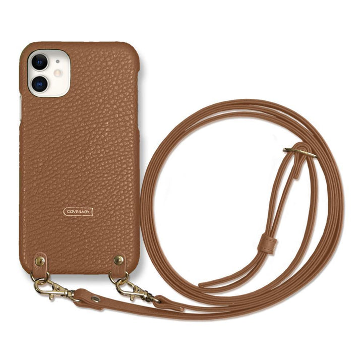 Cuir véritable 32 couleurs cuir italien grainé avec bandoulière étui arrière pour série iPhone