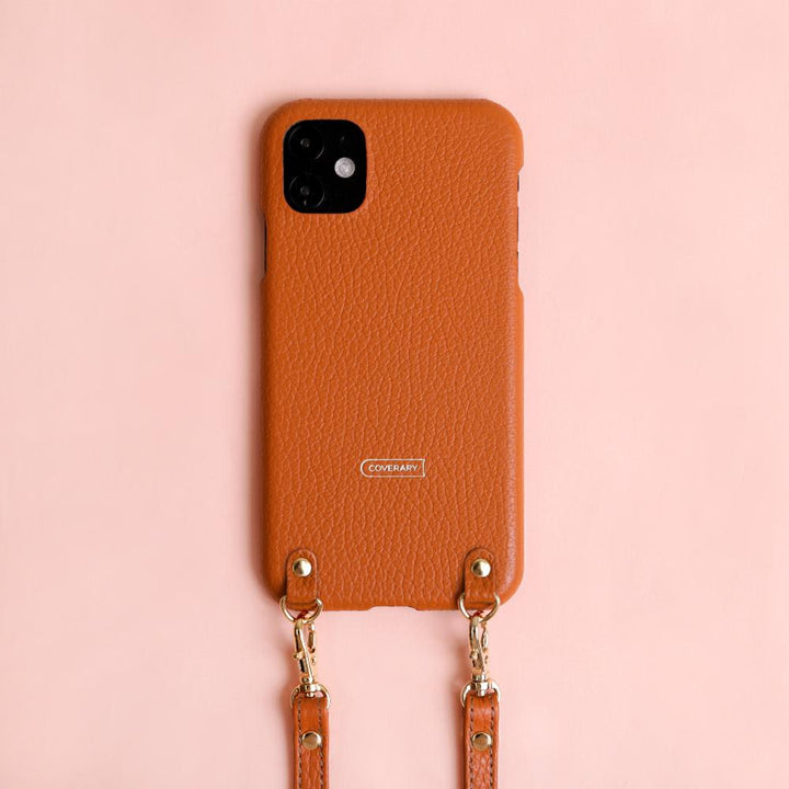 Cuir véritable 32 couleurs cuir italien grainé avec bandoulière étui arrière pour série iPhone
