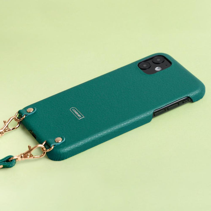 Cuir véritable 32 couleurs cuir italien grainé avec bandoulière étui arrière pour série iPhone