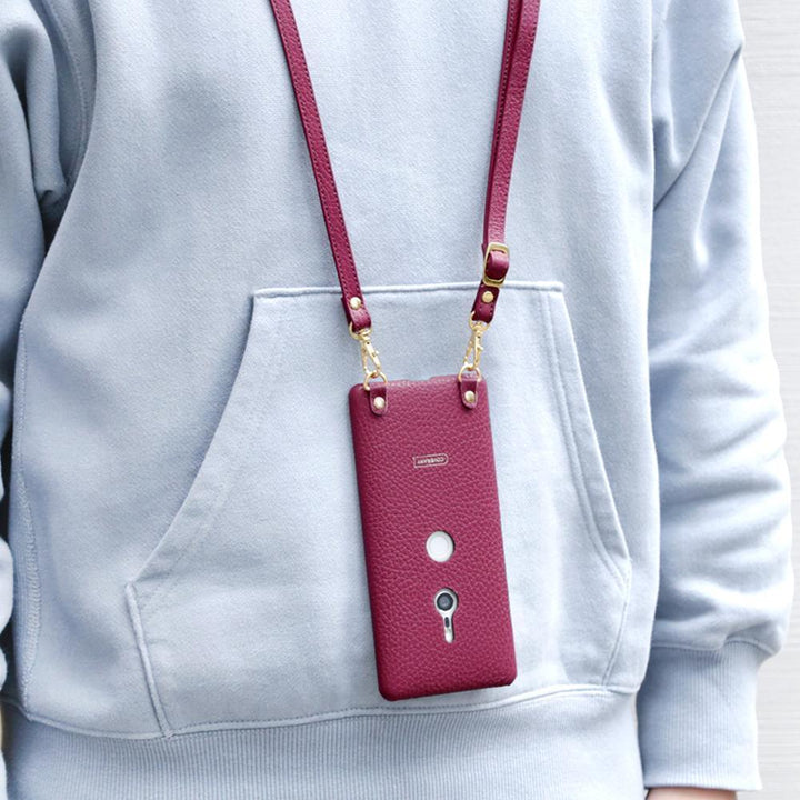 Cuir véritable 32 couleurs cuir italien grainé avec bandoulière étui arrière série Rakuten