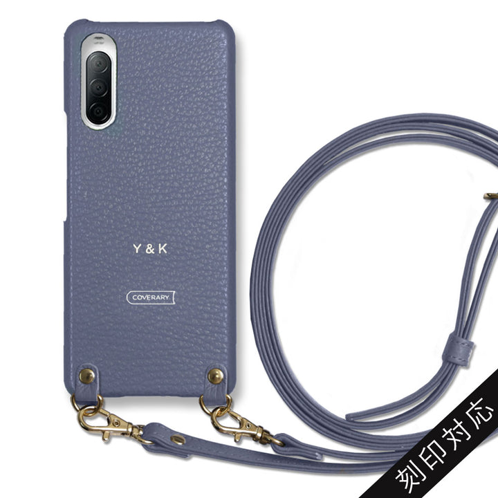 本革 32色 イタリアンシュリンクレザー ショルダーストラップ付き 背面ケース 名入れ 刻印(箔押し)