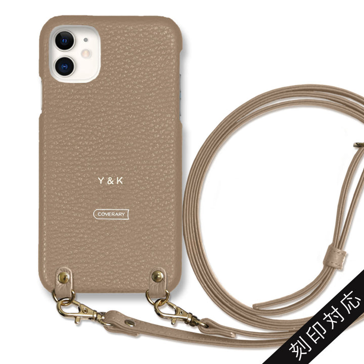 本革 32色 イタリアンシュリンクレザー ショルダーストラップ付き 背面ケース 名入れ 刻印(箔押し)