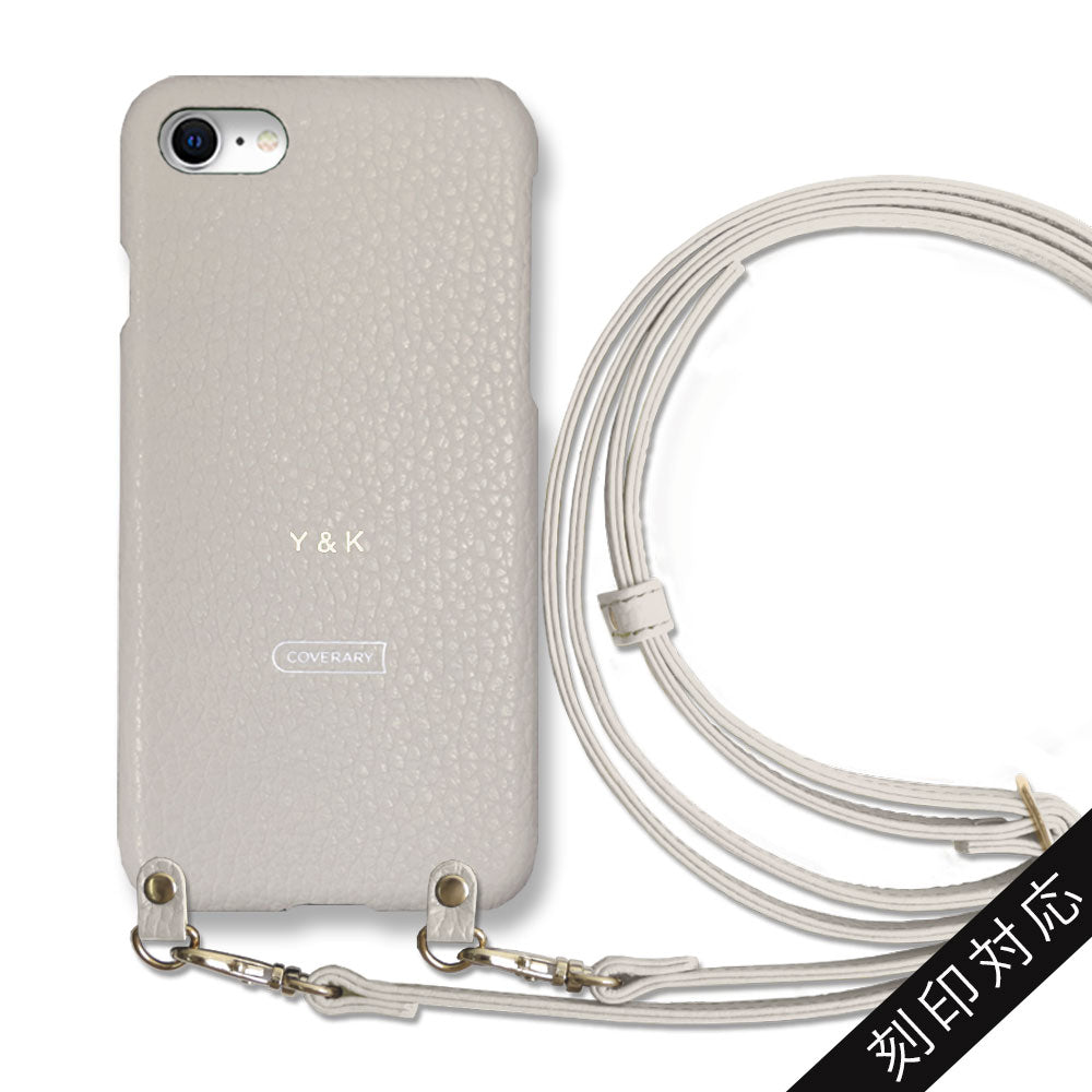 本革 32色 イタリアンシュリンクレザー ショルダーストラップ付き 背面ケース 名入れ 刻印(箔押し)