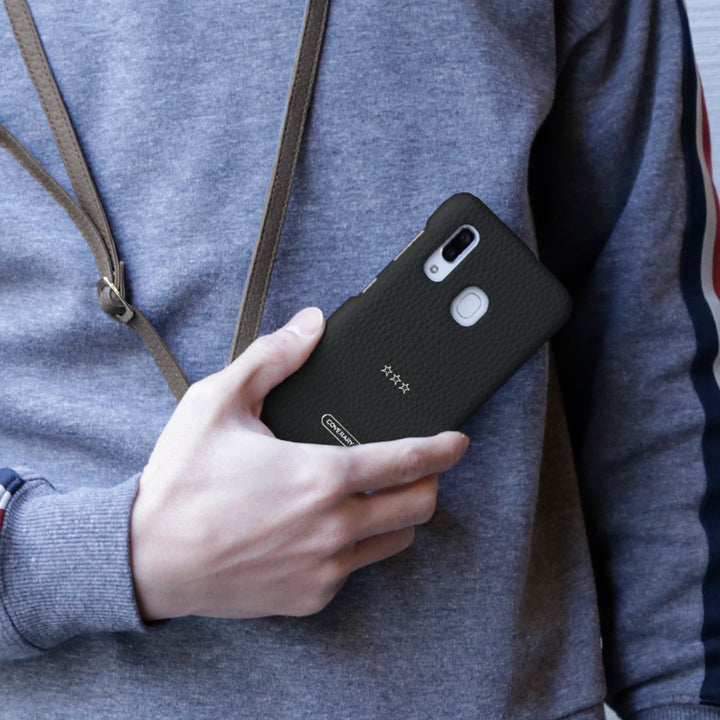 本革 32色 イタリアンシュリンクレザー ショルダーストラップ付き 背面ケース 名入れ 刻印(箔押し)