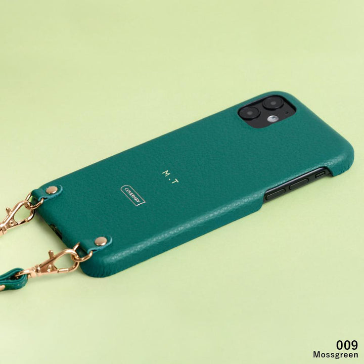 Cuir véritable 32 couleurs cuir italien grainé avec bandoulière étui arrière gravure personnalisée (impression à chaud) série AQUOS