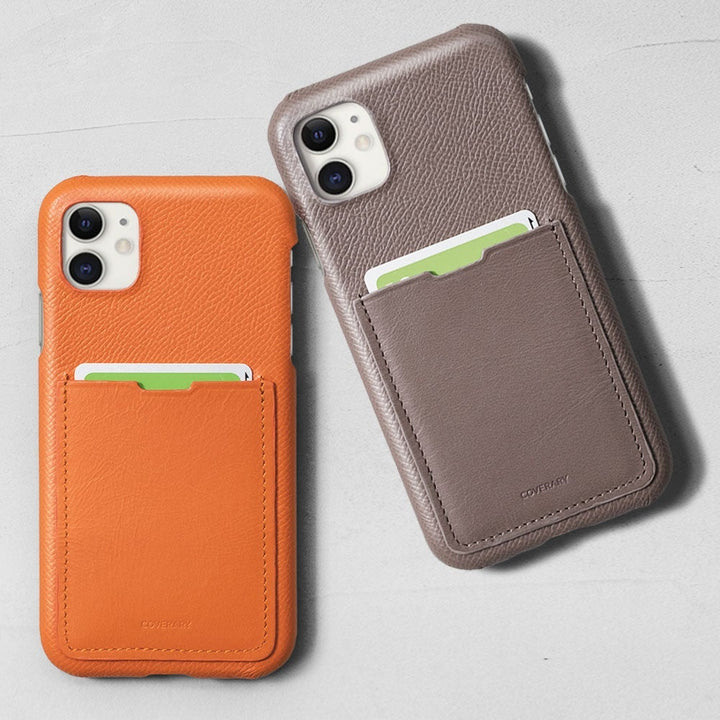 Genuine leather French-made leather Veau Epsom with pocket back case Galaxy series