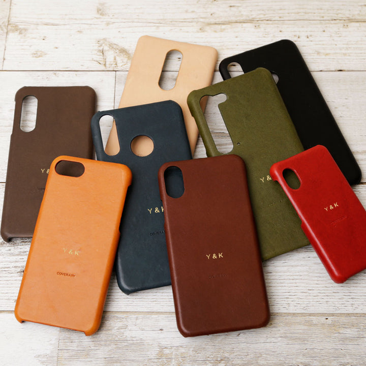 Genuine leather Tochigi leather back case with name engraving (foil stamping)