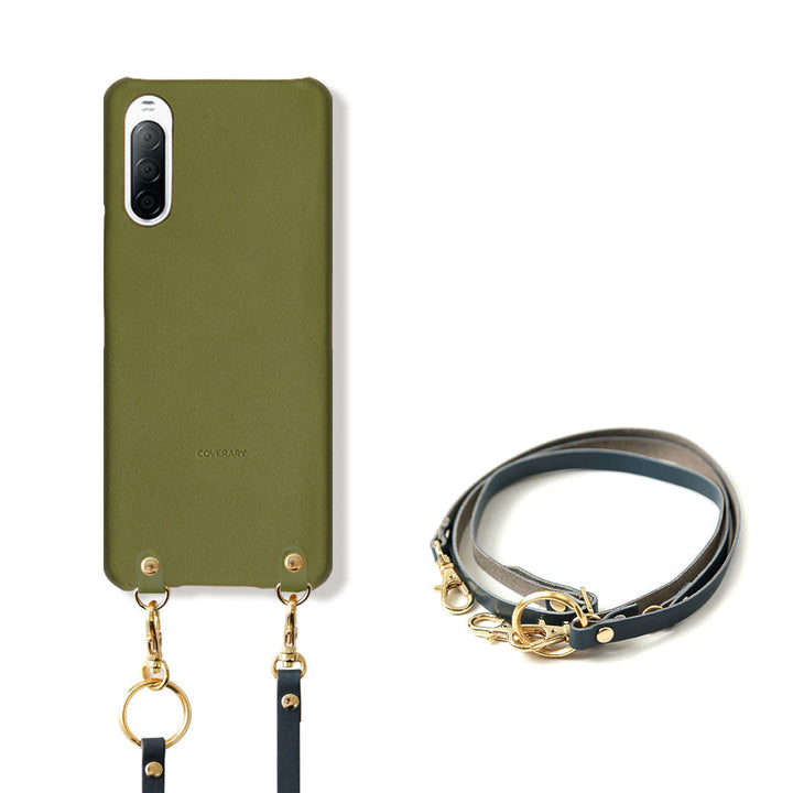 本革 栃木レザー ネックストラップ付き 背面ケース iPhoneシリーズ