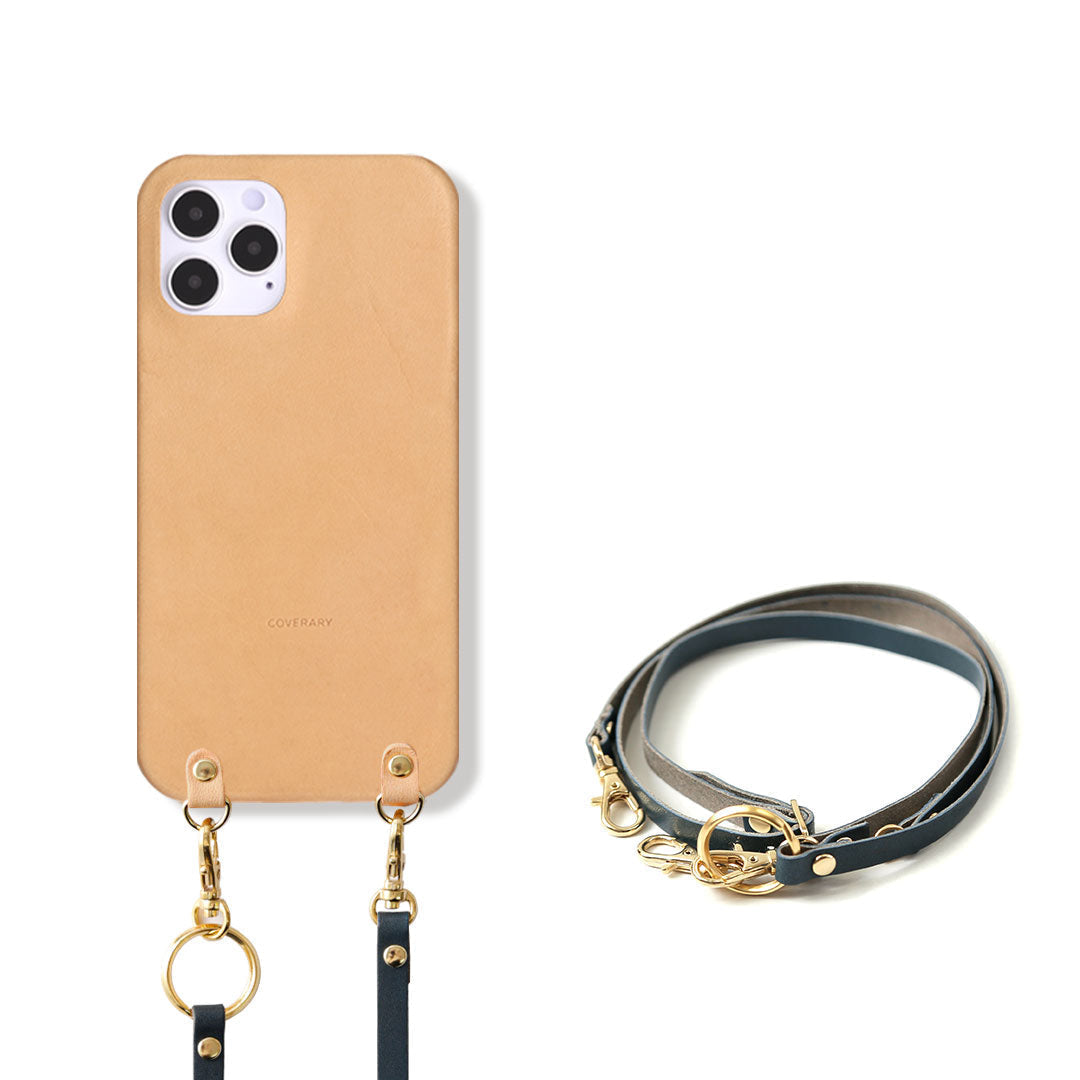 本革 栃木レザー ネックストラップ付き 背面ケース iPhoneシリーズ