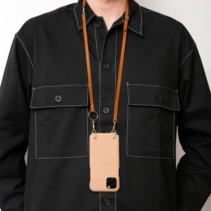 Genuine leather Tochigi leather neck strap attached back case