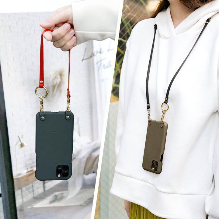 Genuine leather Tochigi leather neck strap attached back case