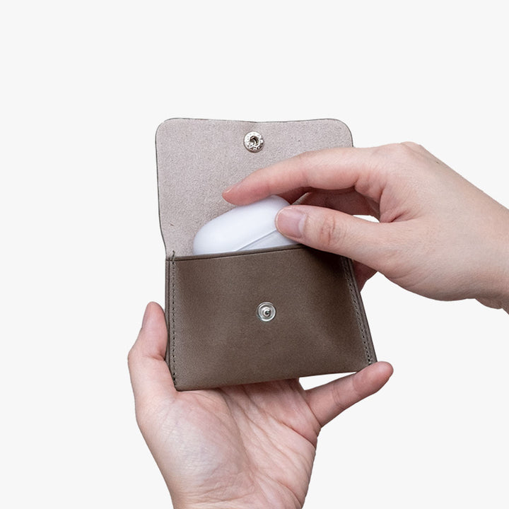 Genuine Leather Tochigi Leather 4-Piece Set A Earphone Case Card Case with Shoulder Strap Back Case