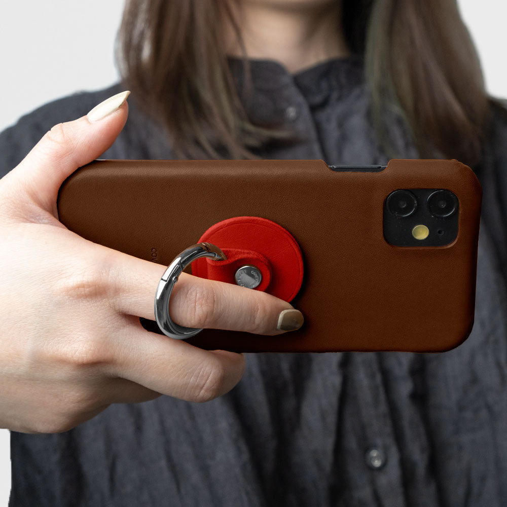 本革 栃木レザー スマホリング付き 背面ケース Galaxyシリーズ