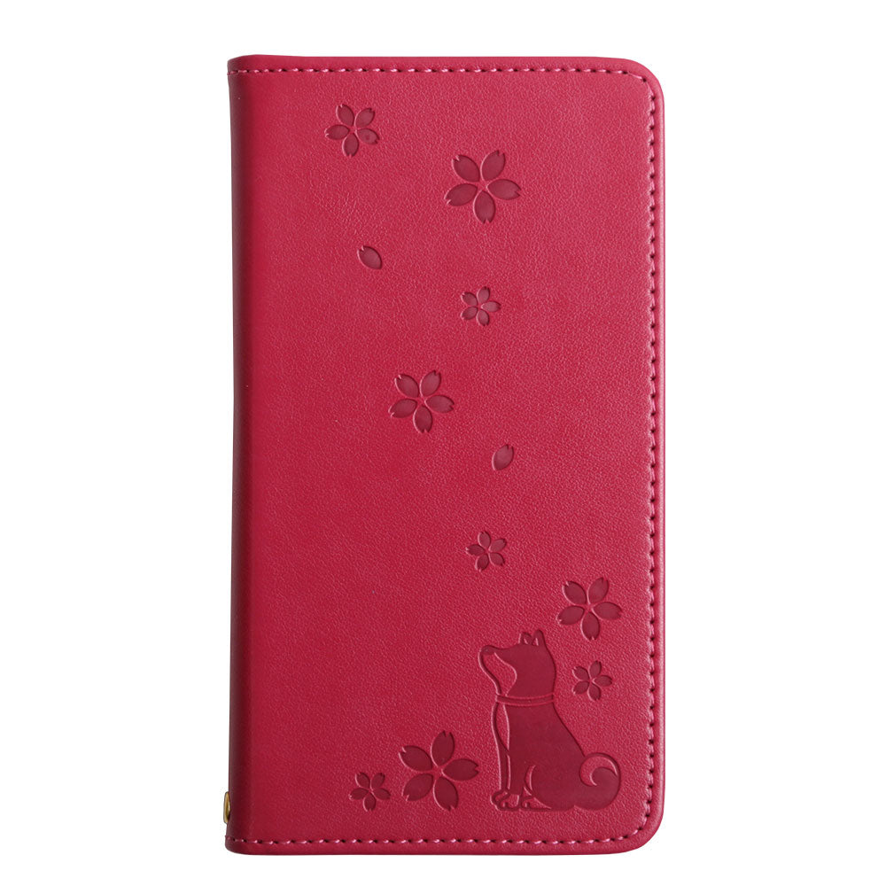 ヴィーガンレザー 犬柄 エンボス 手帳型ケース