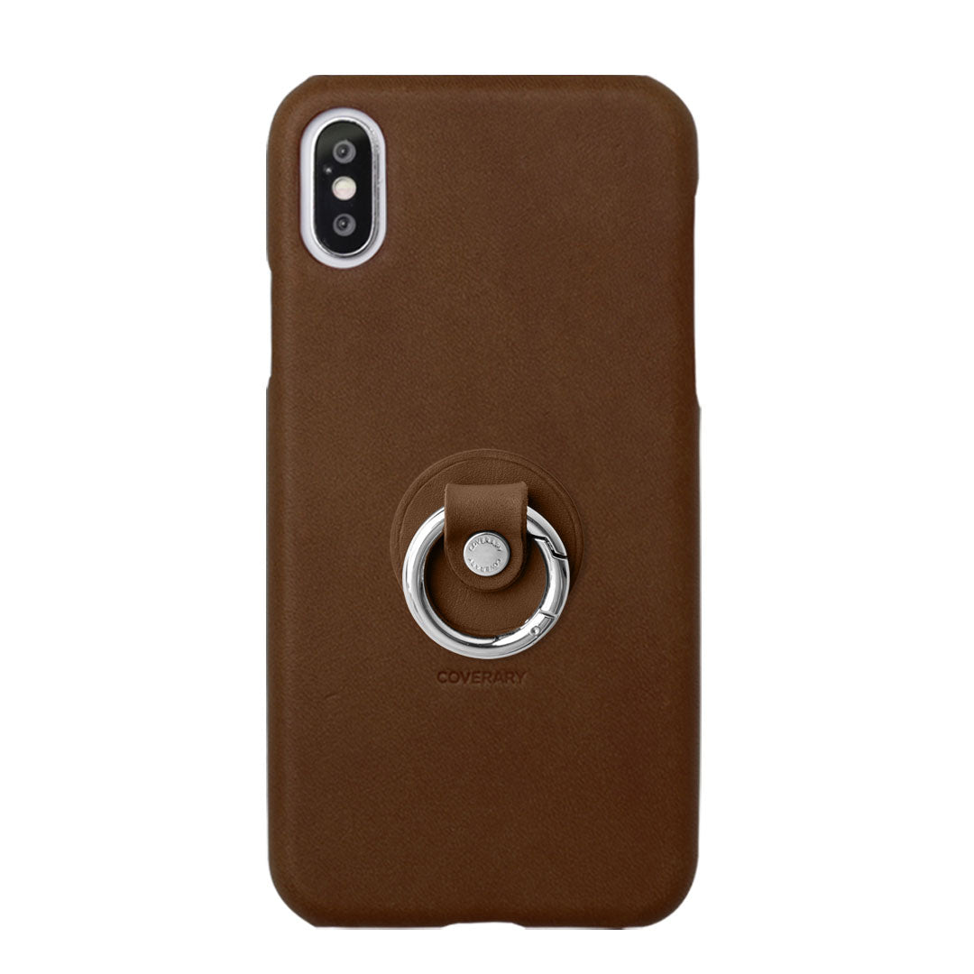 Genuine Leather Tochigi Leather Smartphone Ring Attached Back Case