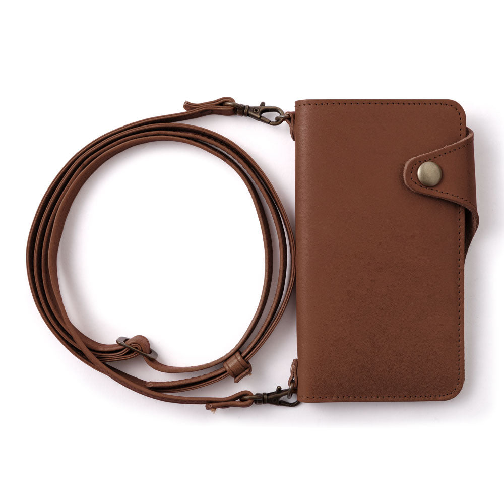 本革 栃木レザー カード収納 ショルダーストラップ付き 手帳型ケース（ベルトあり） Xperiaシリーズ