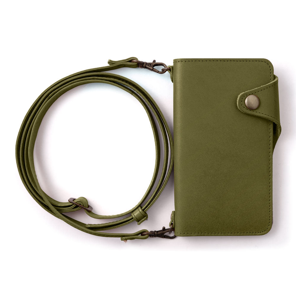 本革 栃木レザー カード収納 ショルダーストラップ付き 手帳型ケース（ベルトあり） Galaxyシリーズ