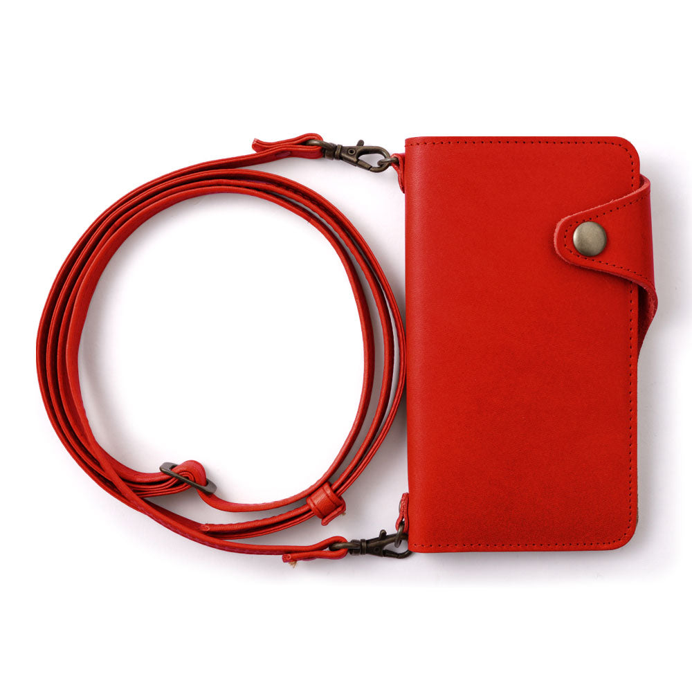 本革 栃木レザー カード収納 ショルダーストラップ付き 手帳型ケース（ベルトあり） Galaxyシリーズ