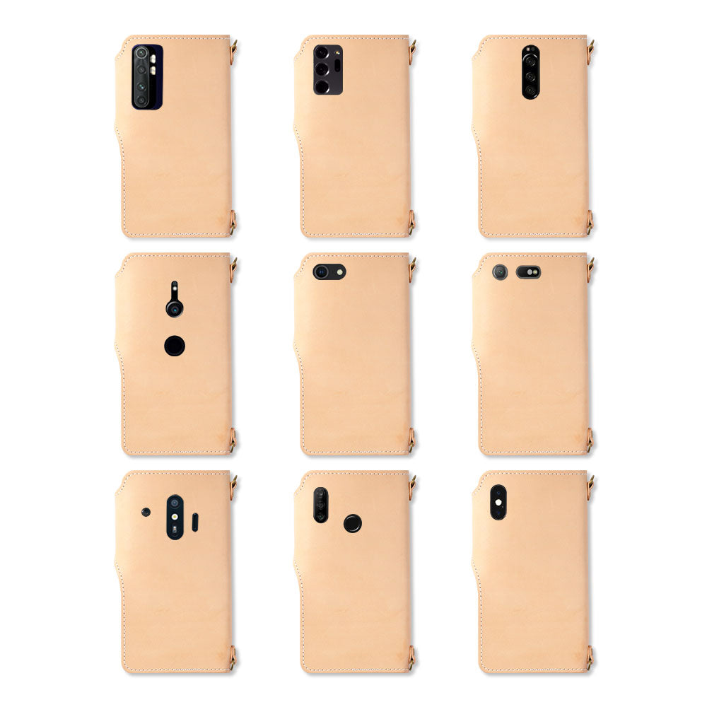 本革 栃木レザー カード収納 ショルダーストラップ付き 手帳型ケース（ベルトあり） Xperiaシリーズ