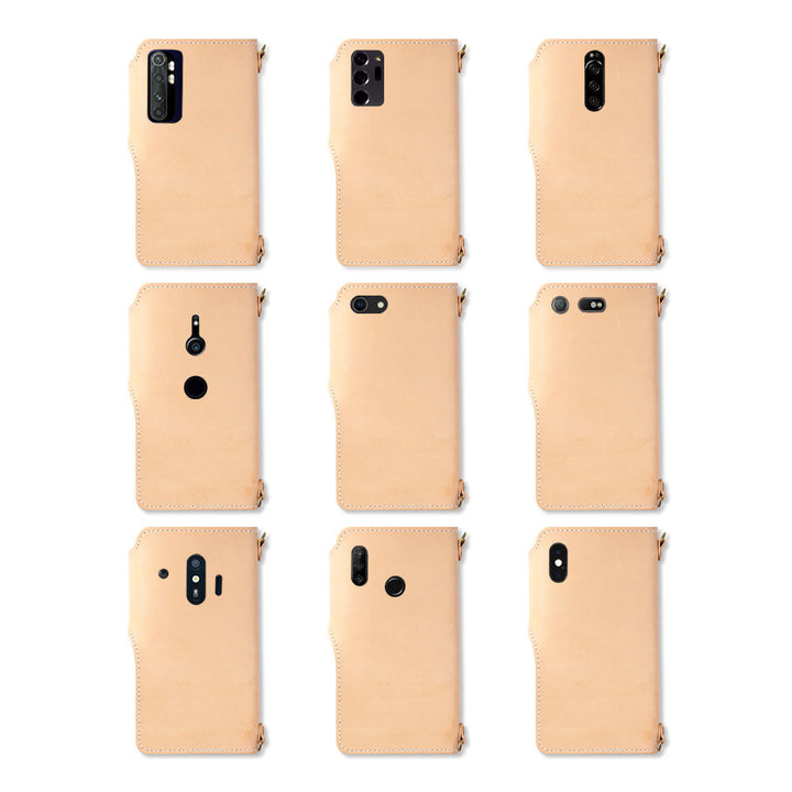 本革 栃木レザー カード収納 ショルダーストラップ付き 手帳型ケース（ベルトあり） Xperiaシリーズ