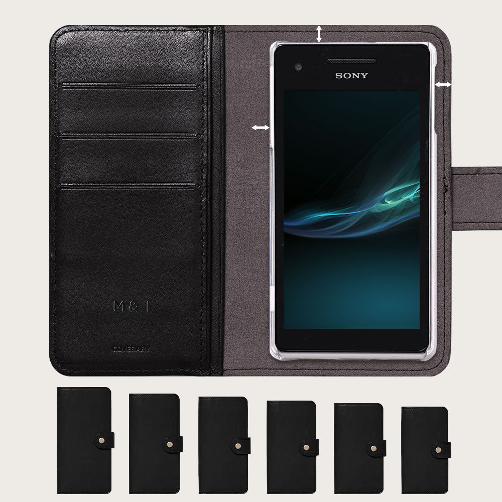 Genuine leather Tochigi leather personalized laser engraving (branding) notebook-style case (with belt) Xperia series