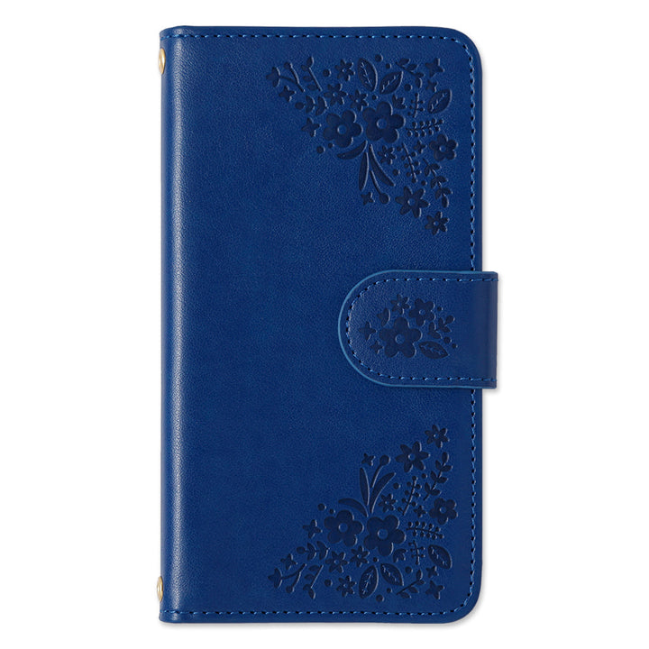 Vegan leather floral embossed notebook-style case AQUOS series