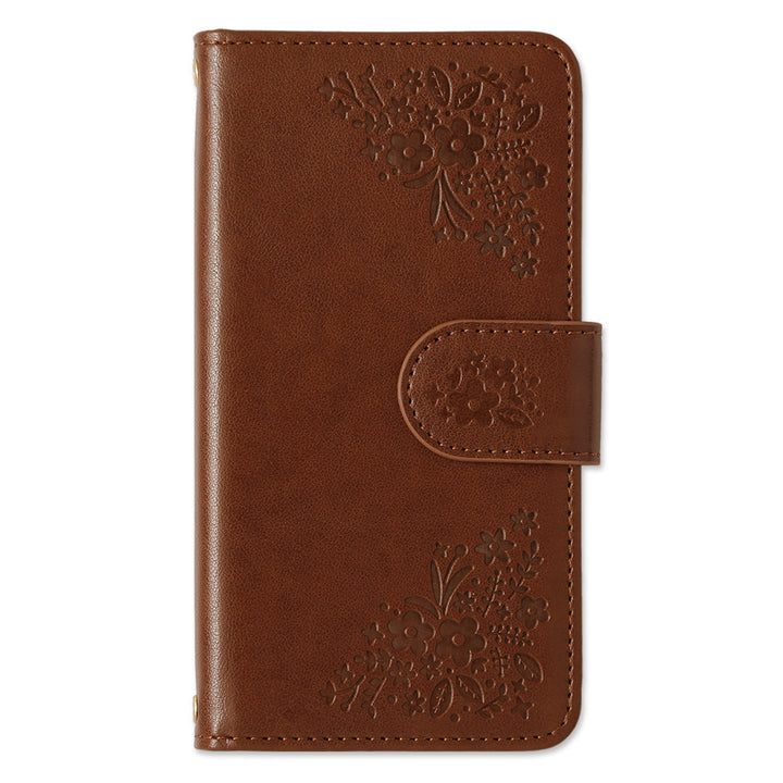 Vegan leather floral embossed notebook-style case AQUOS series