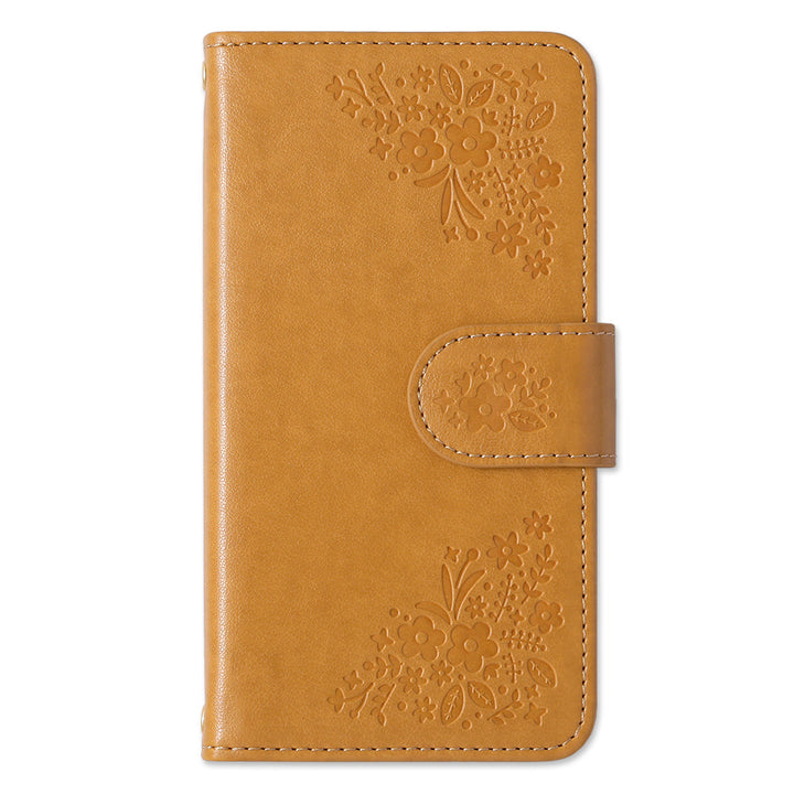 Vegan leather floral embossed folio case Galaxy series