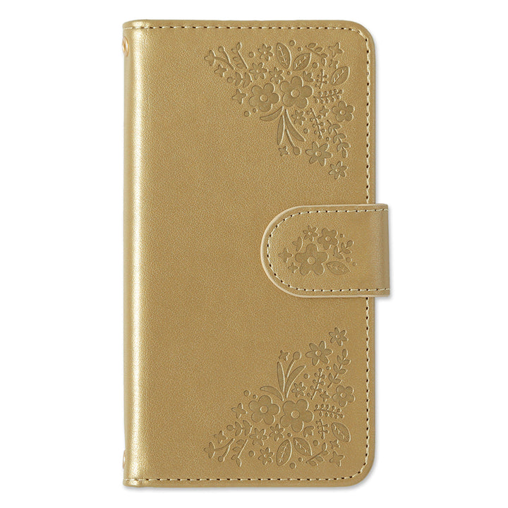 Vegan leather floral embossed notebook-style case AQUOS series