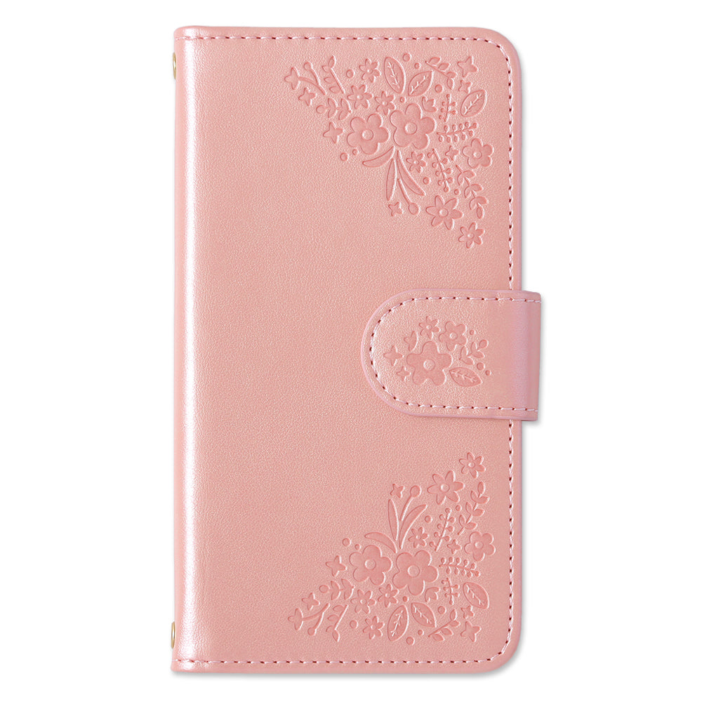 Vegan leather floral embossed notebook-style case AQUOS series