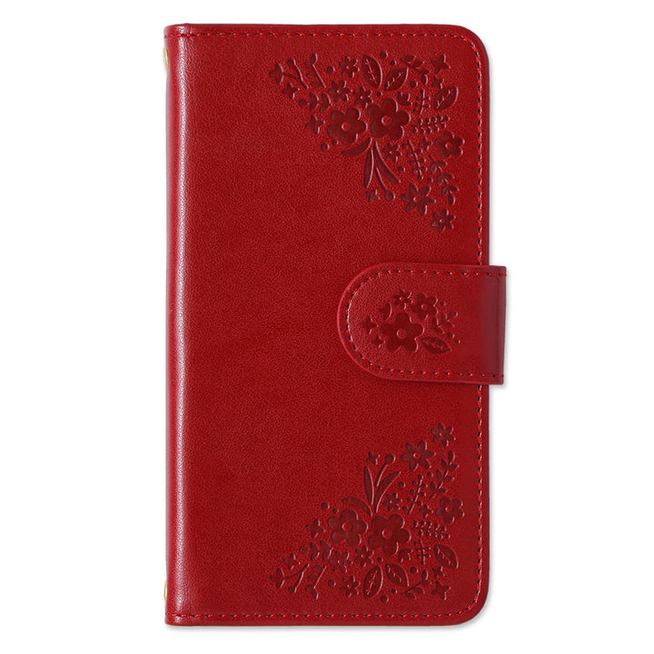Vegan leather floral embossed notebook-style case AQUOS series