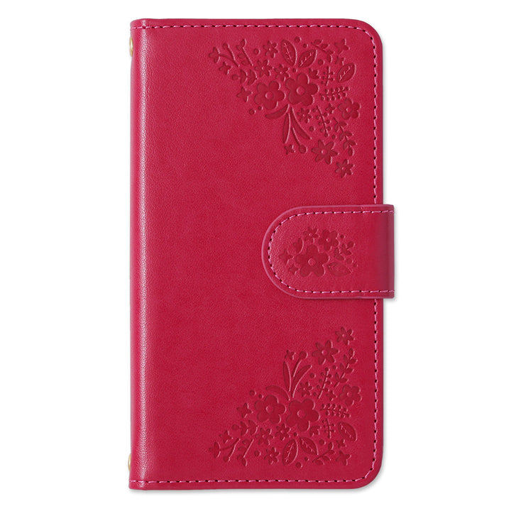 Vegan leather floral embossed notebook-style case AQUOS series
