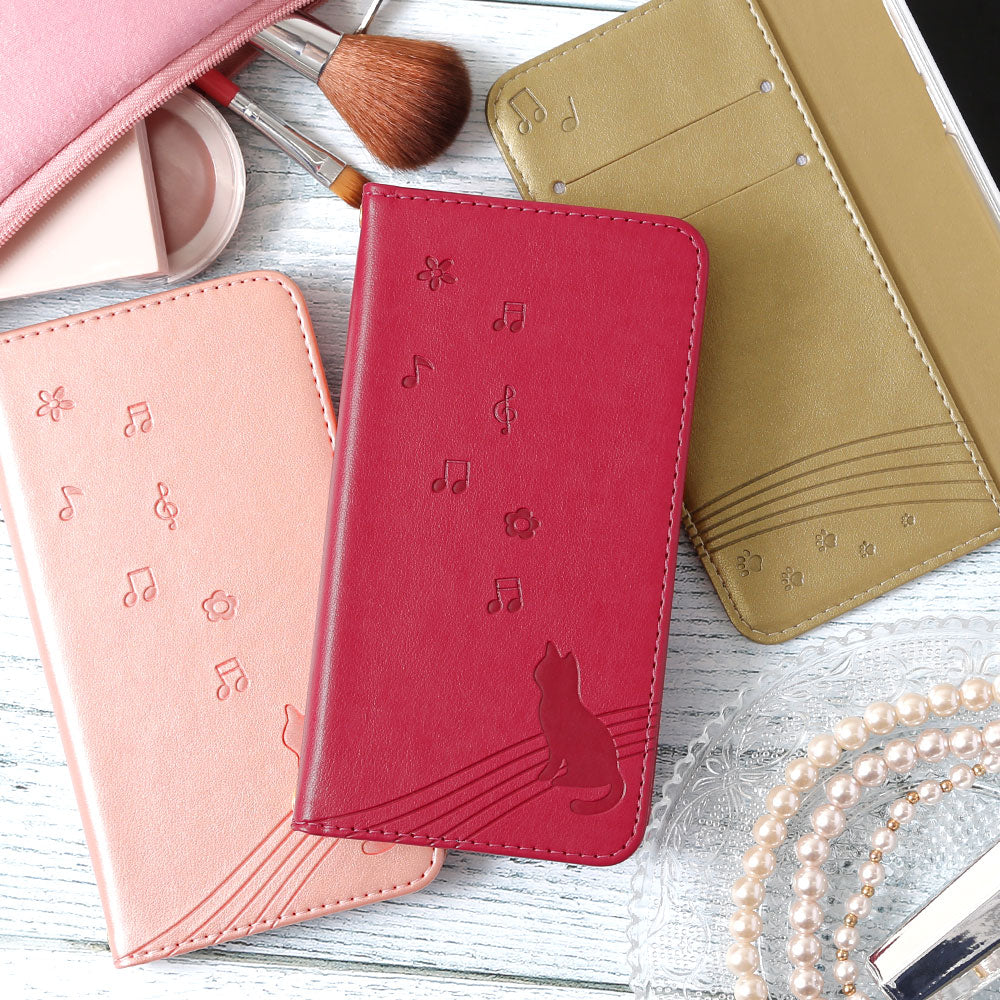 Vegan leather cat pattern embossed folio case