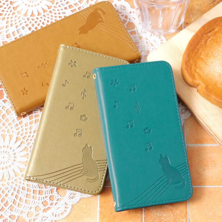 Vegan leather cat pattern embossed folio case