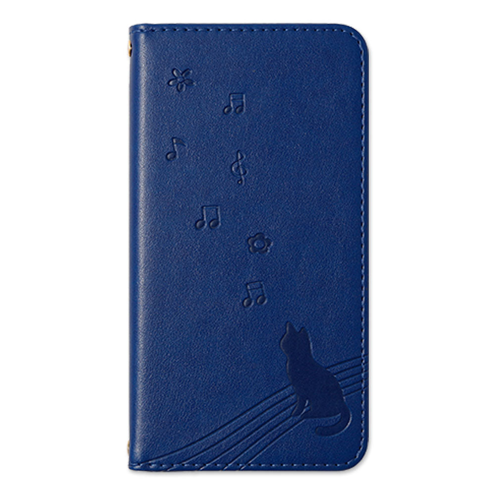 Vegan leather cat pattern embossed folio case